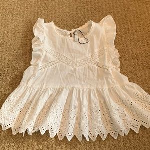 Zara trf white eyelet top